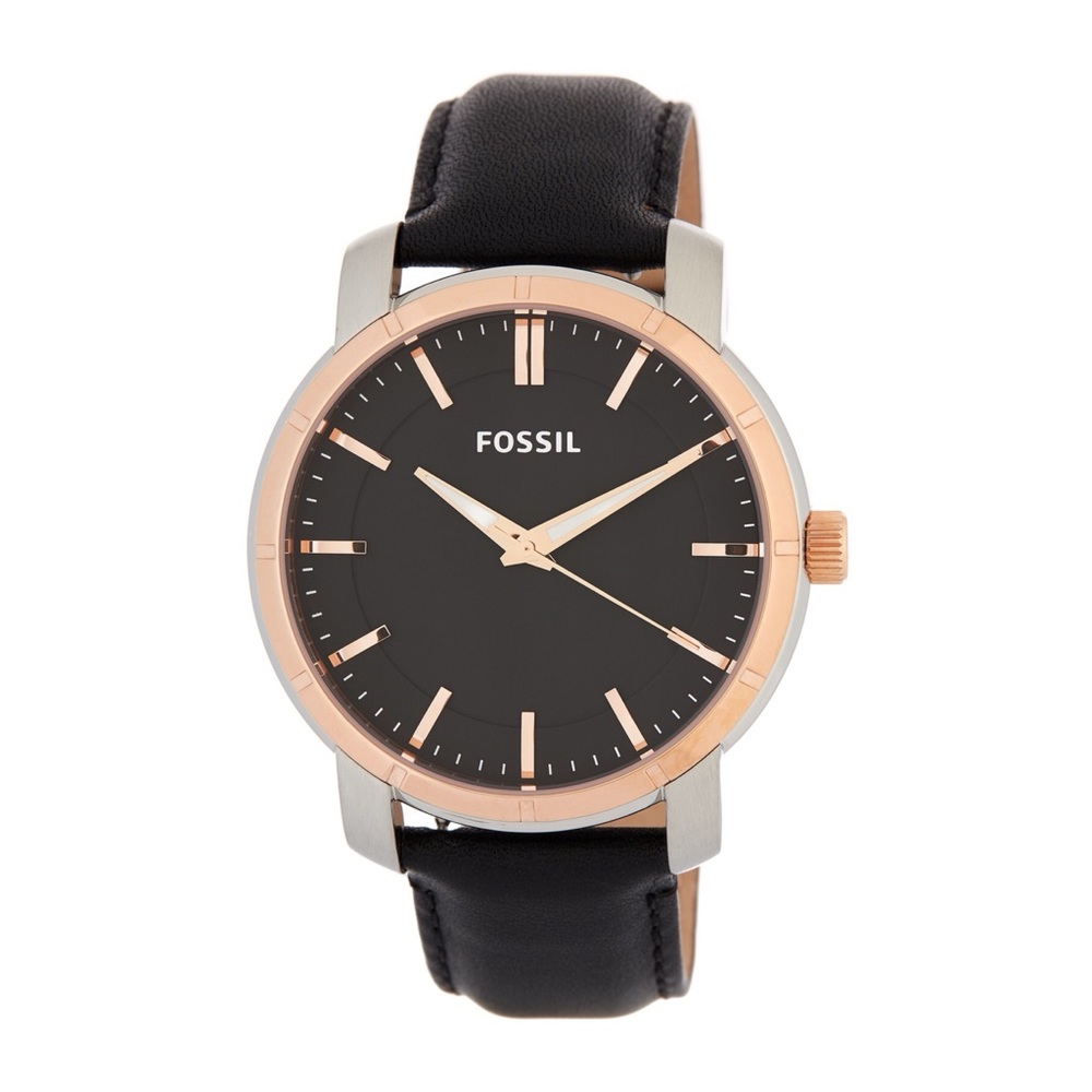 **SOLD** Fossil Lance Black Leather Watch